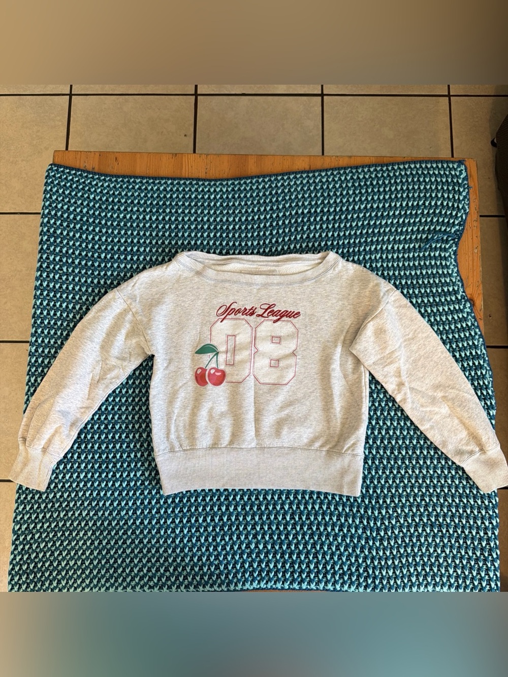 abercrombie kids Cream Sweatshirt with Red Cherry Graphic